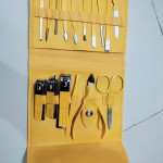 16 Pcs Manicure Set Stainless Steel Nail Clippers Kit And Pedicure (Yellow Colour Without Glass)