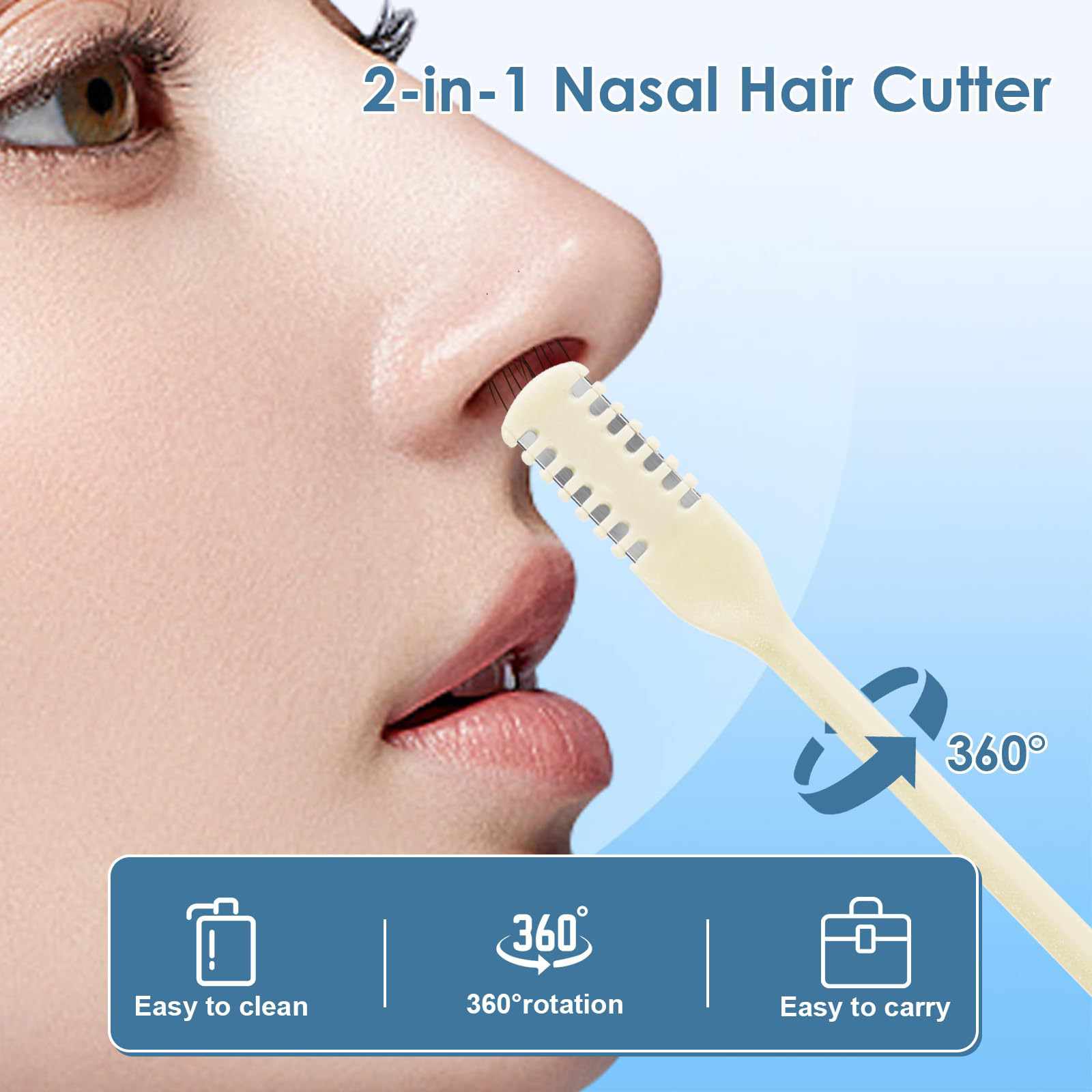 Double Sided 360 Degree Nose Hair Knife Rotating Manual Nose Hair Trimmer